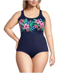 Lands' End - Plus Size Chlorine Resistant Tugless One Piece Swimsuit Soft Cup - Lyst