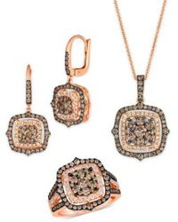 Le Vian - Chocolate Diamond Nude Diamond Halo Cluster Pendant Necklace Drop Earrings Ring Collection In 14k Rose Gold - Lyst