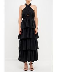 Endless Rose - Crossed Halter Neck Tiered Maxi Dress - Lyst