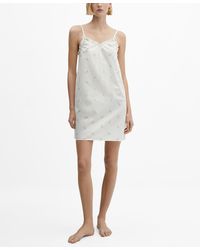 Mango - Floral Embroidered Cotton Nightgown - Lyst