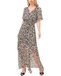 Cece - Clip Dot Floral Batwing Sleeve Maxi Dress - Lyst