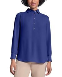 Jones New York - Petite Button-side Collared Top - Lyst