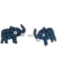 Giani Bernini Crystal Pavé Elephant Stud Earrings In Sterling Silver, Created For Macy's - Blue