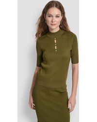 DKNY - Grommet Mock Neck Sweater - Lyst