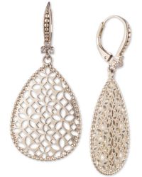 Marchesa - Filigree White Goldtone & Crystal Drop Earrings - Lyst