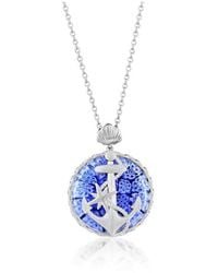 Simona - Sterling Silver Floral Venetian Murano Glass Anchor Necklace - Lyst