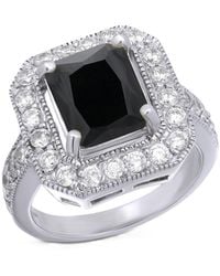 Macy's - Cushion Cut Black Cubic Zirconia Halo Statement Ring - Lyst