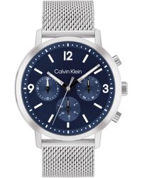 Calvin Klein - Gauge Silver Stainless Steel Mesh Watch 44mm - Lyst
