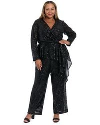 Muse - Plus Size Sequin Long Sleeve Twist Wrap Top Pull On Pants - Lyst