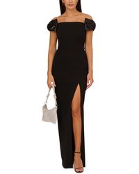 Adrianna Papell - Off-the-shoulder Stretch Knit Crepe Gown - Lyst