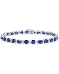 Effy - Sapphire (12 Ct. T.w.) And Diamond (1/4 Ct. T.w.) Tennis Bracelet In 14k White Gold - Lyst