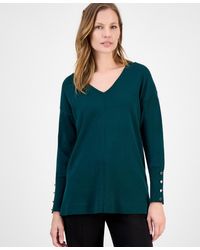 Anne Klein - Button-cuff V-neck Top - Lyst