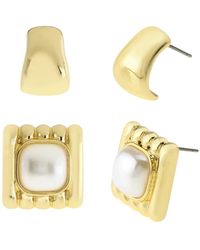 Steve Madden - Faux Cultivated Pearl Button Stud Earring Set - Lyst
