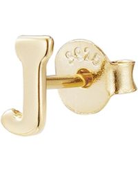 Adornia Fine - 14k Gold Vermeil .925 Sterling Silver Single Initial Stud Earring - Lyst