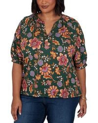 Ruby Rd. - Plus Size Floral Vines Printed Cotton Knit Top - Lyst