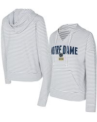 Concepts Sport - White/gray Notre Dame Fighting Irish French Terry Striped V-neck Pullover Hoodie - Lyst