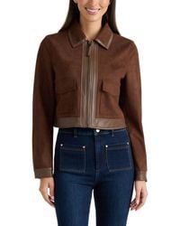 Ellen Tracy - Faux Suede Cropped Zip-front Jacket - Lyst