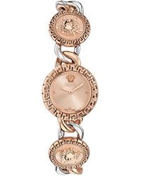 Versace - Swiss La Greca Stud Icon Two-tone Link Bracelet Watch 28mm - Lyst