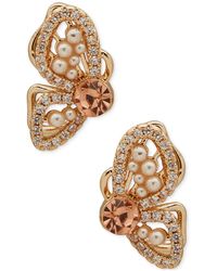 Lonna & Lilly - Gold-tone Crystal & Imitation Pearl Butterfly Stud Earrings - Lyst