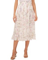 Cece - Floral-print Smocked-waist Tiered Midi Skirt - Lyst