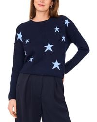 Vince Camuto - Cozy Crewneck Star-print Dropped-shoulder Sweater - Lyst