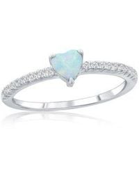Simona - Sterling White Synthetic Opal Heart Cz Ring - Lyst