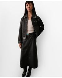 Mango - Studded Leather Jacket - Lyst