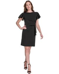 Tommy Hilfiger - Flounce Sleeve Side Drape Fully Lined Sheath Dress - Lyst