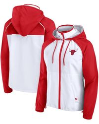 Fanatics - White/red Chicago Bulls Anorak Raglan Full-zip Hoodie Jacket - Lyst