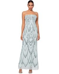 Betsy & Adam - Sequin-embellished Draped-neck Gown - Lyst