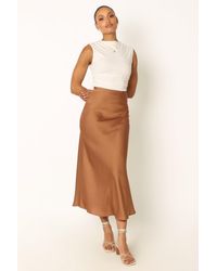 Petal & Pup - Nellie Satin Midi Skirt - Lyst