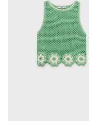 Mango - Floral Finishes Crochet Top - Lyst