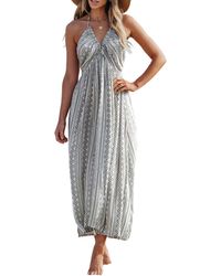 CUPSHE - Halter Ruched Maxi Beach Dress - Lyst