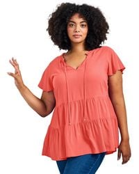 Avenue - Plus Size Lani Flutter Sleeve Tiered Top - Lyst