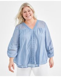 Style & Co. - Plus Size Lace-trim Long-sleeve Top - Lyst