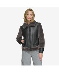 Andrew Marc - Vellica Pebbled Faux Shearling Moto Jacket - Lyst