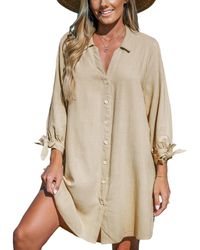 CUPSHE - V-neck Button Front Cover-up Dress - Lyst