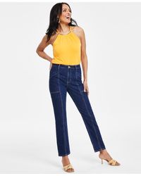 INC International Concepts - High-rise Seamed Straight-leg Jeans - Lyst