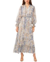 Vince Camuto - Printed Balloon Sleeve Maxi Dress - Lyst