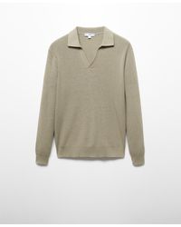 Mango - Ribbed Knit Polo Shirt - Lyst