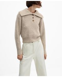 Mango - Camp-collar Knit Sweater - Lyst