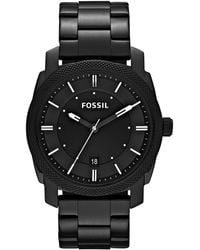 Fossil - Men's Machine Black Tone Stainless Steel Bracelet Watch 42mm Fs4775 - Lyst