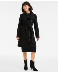 DKNY - Asymmetric Front-zip Belted Coat - Lyst