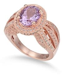 SUZY LEVIAN NEW YORK - Suzy Levian Sterling Silver Oval Cut Center Topaz Cocktail Ring - Lyst