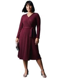 Avenue - Plus Size Rosalind Faux-wrap V-neck Long-sleeve Dress - Lyst