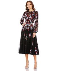Mac Duggal - Sequined Floral High Neck Puff Sleeve Cocktail Dress - Lyst