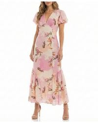 Taylor Petite V-neck Fit & Flare Dress in Pink | Lyst Taylor Petite V-neck Fit & Flare Dress in Pink | Lyst