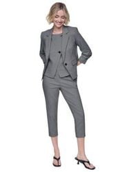 DKNY - Petite Houndstooth One Button Notch Collar Blazer Asymmetrical Vest Millennium Ankle Pants - Lyst