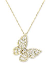 Macy's - Lab-grown White Sapphire Butterfly 18" Pendant Necklace (2-1/4 Ct. T.w.) - Lyst
