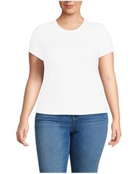 Lands' End - Plus Size Drapey Rib Fitted Short Sleeve Mini T-shirt - Lyst